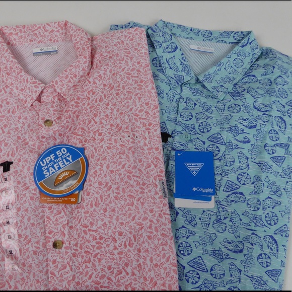 Columbia Super Slack Tide Omni Shade & Trollers Best PFG Button Up Shirt Set NWT - Picture 1 of 16